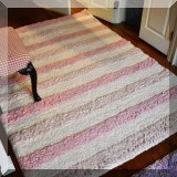 D04. Pink striped Lola shag rug. 5' x7' 